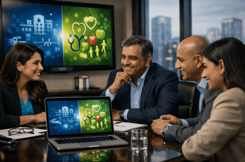 A Group Of Employees Discussing Which Corporate Health Platform Actually Delivers For Employees