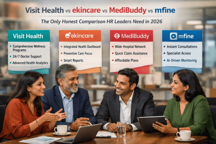 Here's a crisp 2-line blog description: --- This no-fluff comparison of Visit Health, Ekincare, MediBuddy, and mfine cuts through the noise to help HR leaders choose the right corporate wellness platform in 2026. From OPD coverage to TPA integration, find out which platform your employees will actually use.