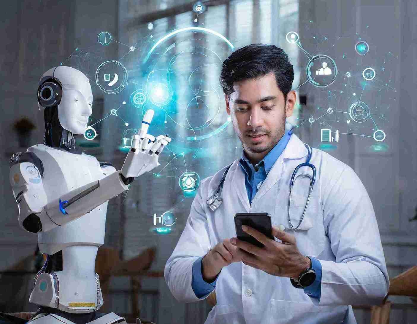 doctor using AI to test the patient data