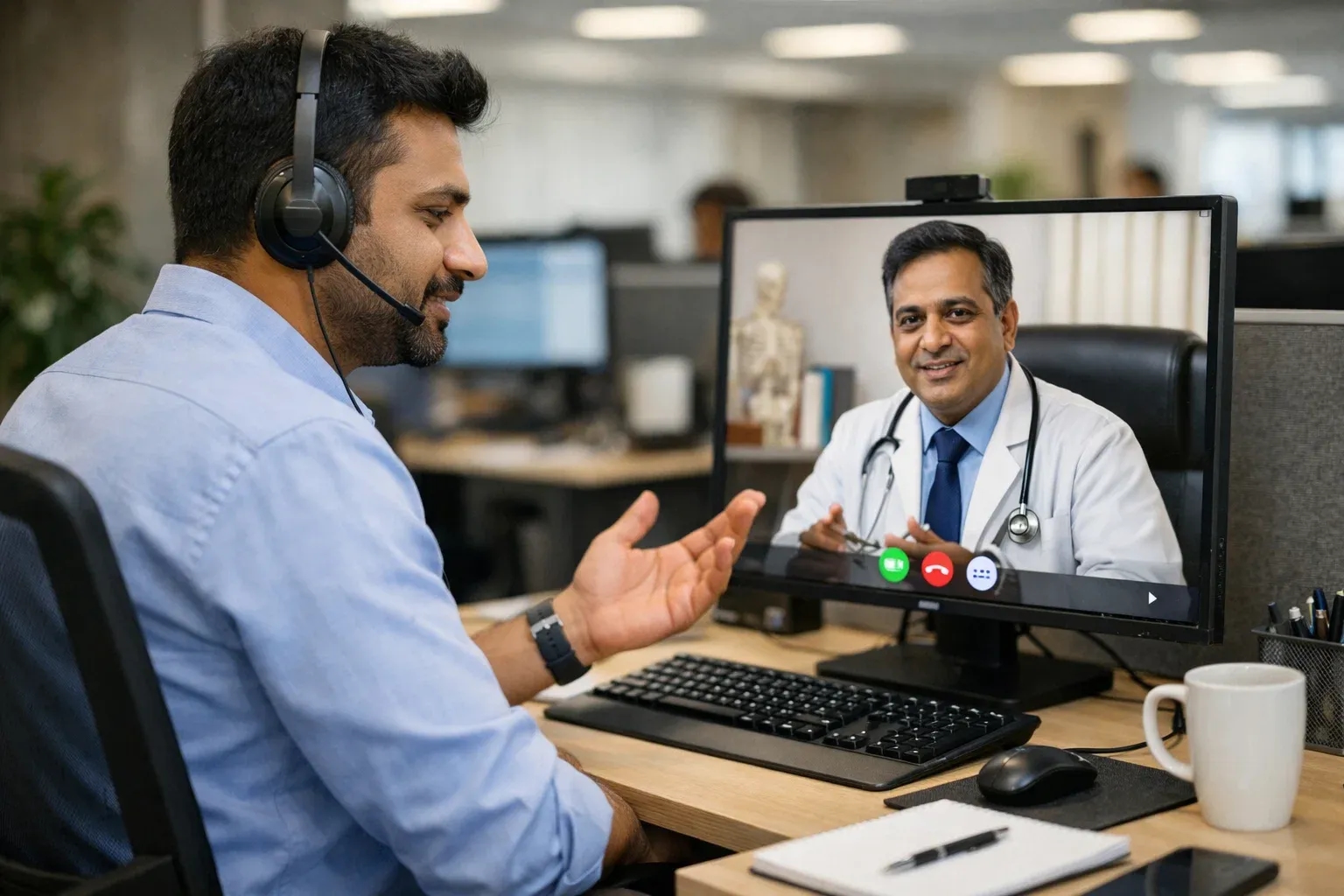employee talking to a doctor